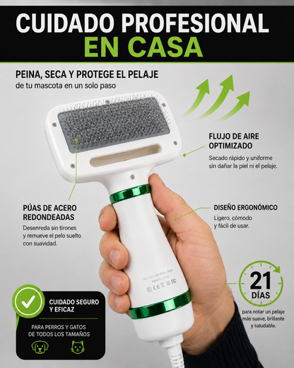 Cepillo Secador 2 En 1 Para Mascotas 🐕