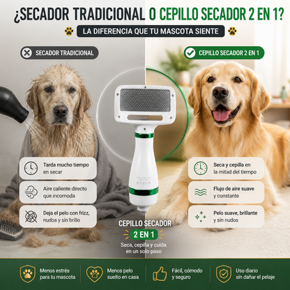 Cepillo Secador 2 En 1 Para Mascotas 🐕
